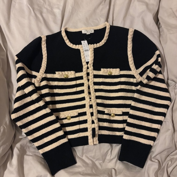 NWT j.crew Odette sweater lady jacket in striped bouclé - Picture 2 of 5